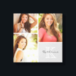 Impressão de Colagem de Fotografias do Mais velho<br><div class="desc">Belo impressão de canvas de arte personalizada com 3 fotos de seu mais velho personalizado organizadas em uma coleção de fotos quadradas com seu nome e monograma no canto inferior. Adicione suas fotos favoritas de graduação e crie um lindo impressão de canvas de manutenção. Clique em Personalizar para mover fotos,...</div>