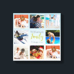 Impressão de Colagem de Fotos da Família de Presen<br><div class="desc">Do Charm Design Studio: Uma ideia adorável para um presente de Natal — ou apropriada para aniversários e outras ocasiões especiais — uma cria fácil de preencher a sua própria coleção de fotos da família de canvas. O fundo é um azul claro que desaparece em quase branco no fundo. Se...</div>