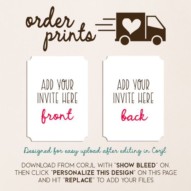 Impressão de convite em forma de tíquete 5 x 7" (Criador carregado)