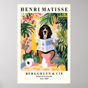 Impressão de Coonhound Estilo Matisse Cachorro Eng