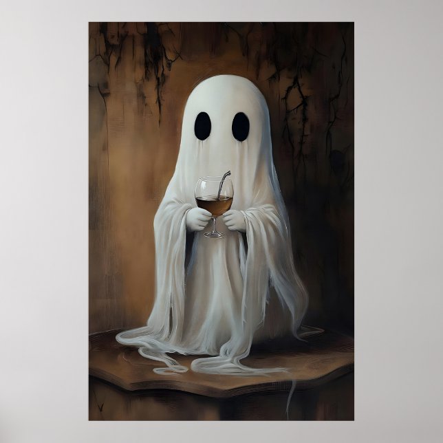 Impressão de coquetel de fantasma bebendo vinho, b (Frente)