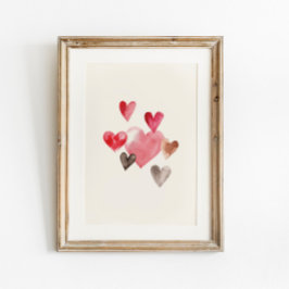 Impressão de coração de aquarela