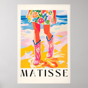 Impressão de Cowgirl Costeira Botas Rosa, Matisse