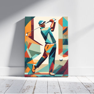 Impressão de Cubist do Jogador de Golf