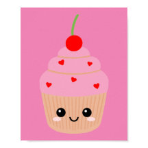 Impressão de Cupcake Rosa, Decoração de Quarto Doc