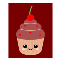 Impressão de Cupcake Sorridente, Decoração Doce do