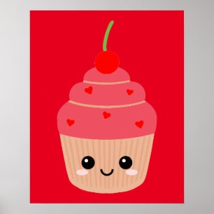 Impressão de Cupcake Vermelho, Tema de Sobremesa