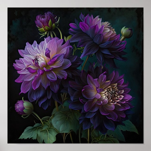 Impressão de Dahlias Roxo (Frente)