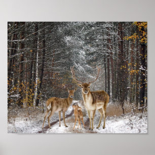 Impressão de Decoupage de Aquarela da Família Deer