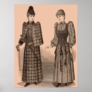 impressão de Delineador 1895 casaco e vestido