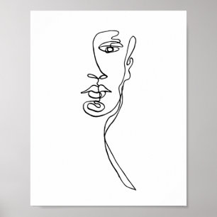 Impressão de desenho da linha de face minimalista