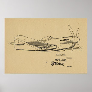 Impressão de desenho de arte de aviões WW2 1946