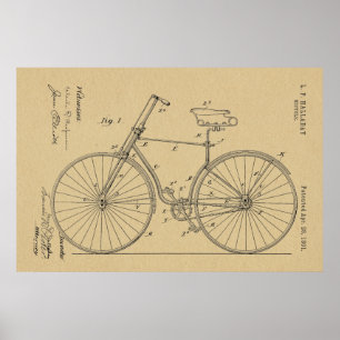 Impressão de Desenho de Arte de Bicicleta 1891