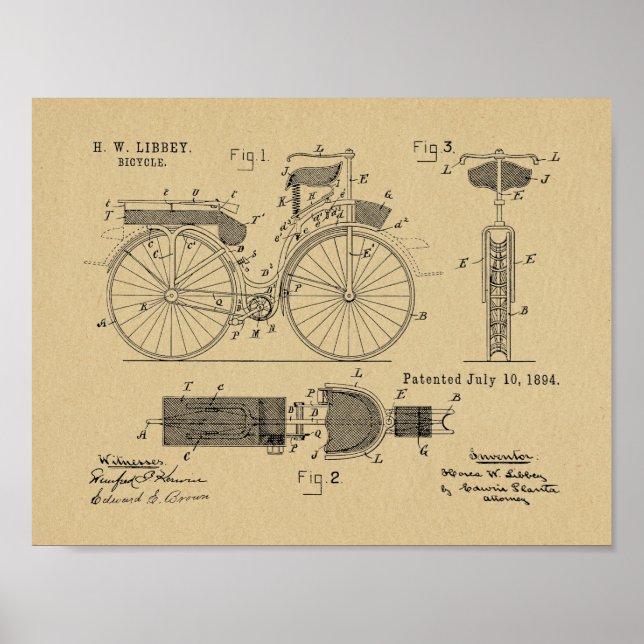 impressão de Desenho de Arte de Bicicleta Militar  (Frente)