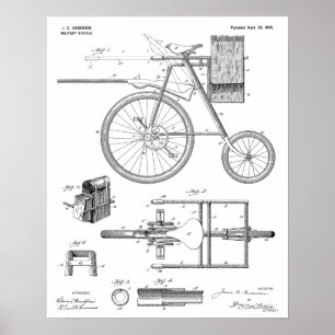 impressão de Desenho de Arte de Bicicleta Militar
