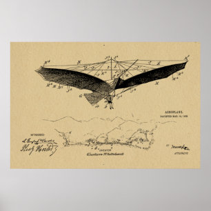 impressão de Desenho de Arte de Patente da Ala Voa