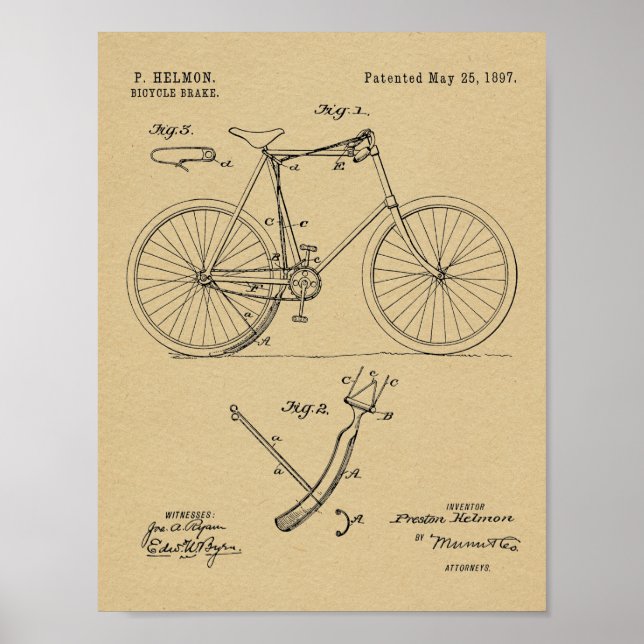impressão de Desenho de Arte de Travão de Biciclet (Frente)