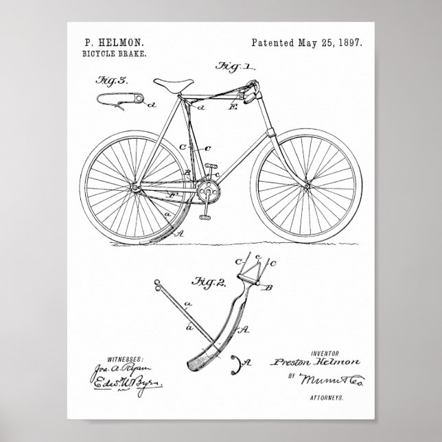 impressão de Desenho de Arte de Travão de Biciclet (Frente)