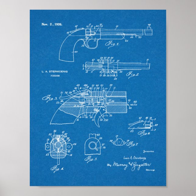 impressão de Desenho de Arte Patente da Arma de 19 (Frente)