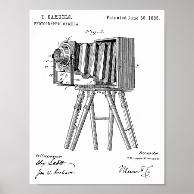 impressão de Desenho de Arte Patente da Câmera 188 (Frente)