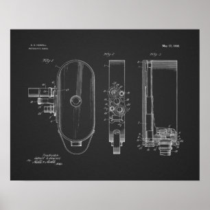impressão de Desenho de Arte Patente da Câmera Vin