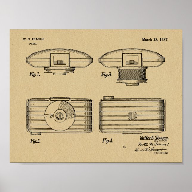 impressão de Desenho de Arte Patente da Câmera Vin (Frente)