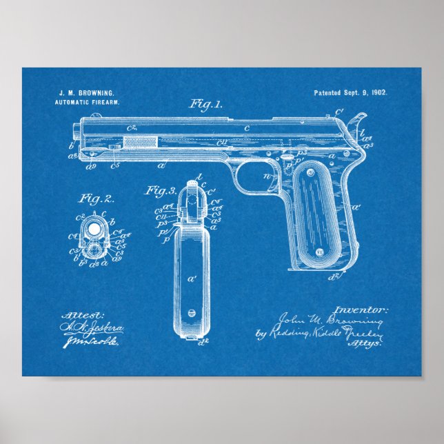 impressão de Desenho de Arte Patente de Arma de 19 (Frente)