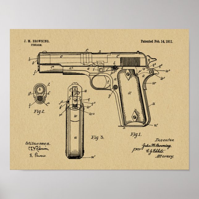 impressão de Desenho de Arte Patente de Arma de Na (Frente)