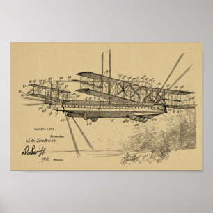 impressão de Desenho de Arte Patente de Avião de 1