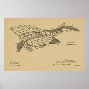 impressão de Desenho de Arte Patente de Avião de 1