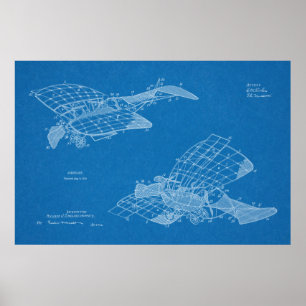 impressão de Desenho de Arte Patente de Avião de 1