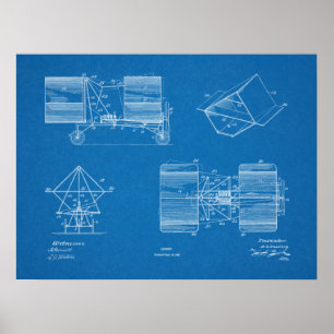 impressão de Desenho de Arte Patente de Avião de 1