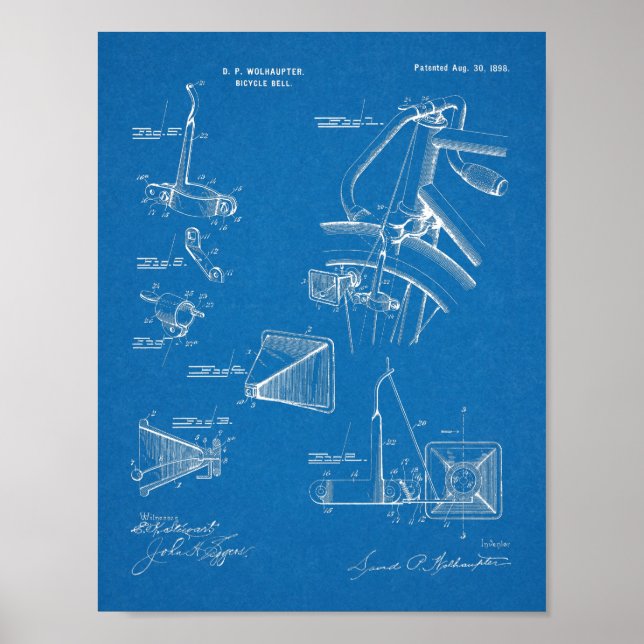 impressão de Desenho de Arte Patente de Bicicleta  (Frente)