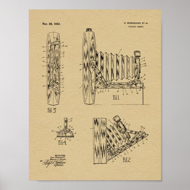 impressão de Desenho de Arte Patente de Câmera de  (Frente)