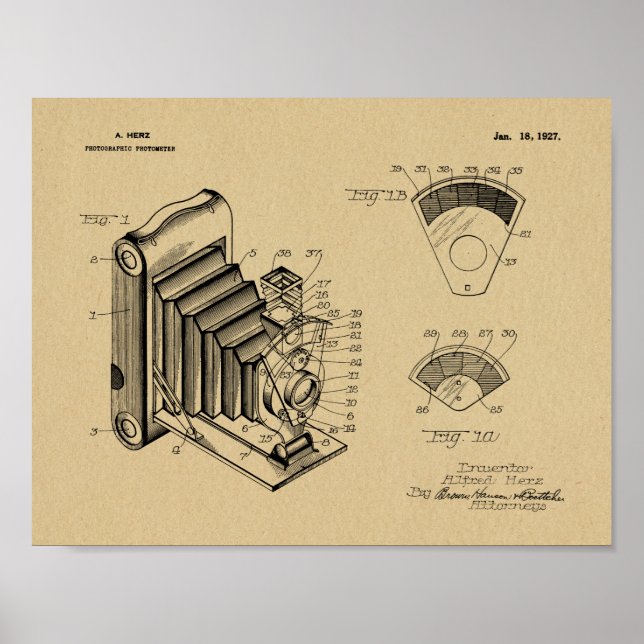 impressão de Desenho de Arte Patente de Câmera de  (Frente)