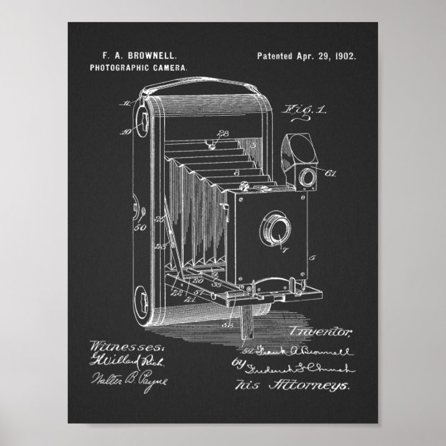 impressão de Desenho de Arte Patente de Câmera de  (Frente)