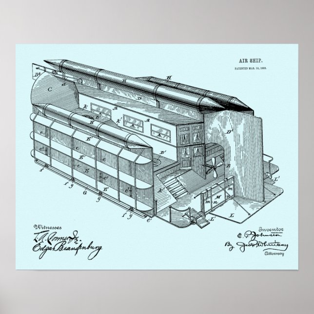impressão de Desenho de Arte Patente de Navio Aére (Frente)