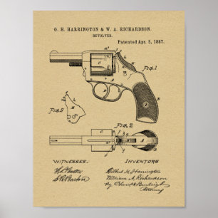 Impressão de Desenho de Arte Patente de Revolver