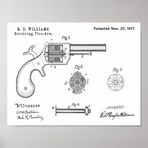 impressão de Desenho de Arte Patente de Revolver 1