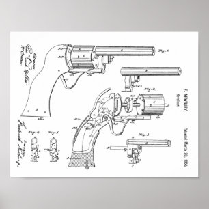 impressão de Desenho de Arte Patente de Revolver 1