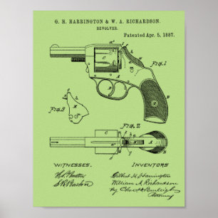 impressão de Desenho de Arte Patente de Revolver d