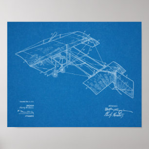 impressão de Desenho de Arte Patente do Avião de 1