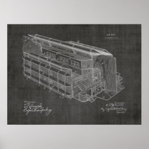 impressão de Desenho de Arte Patente do Avião de 1