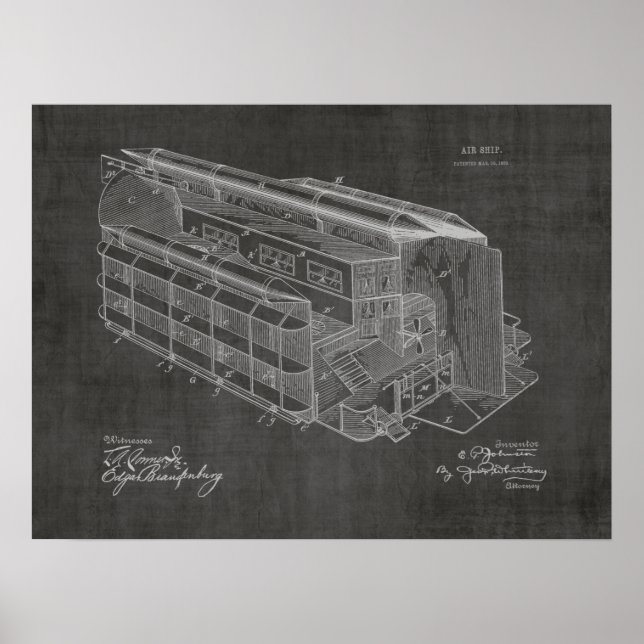 impressão de Desenho de Arte Patente do Avião de 1 (Frente)