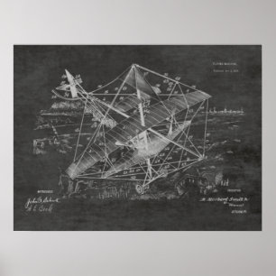 impressão de Desenho de Arte Patente do Avião de 1