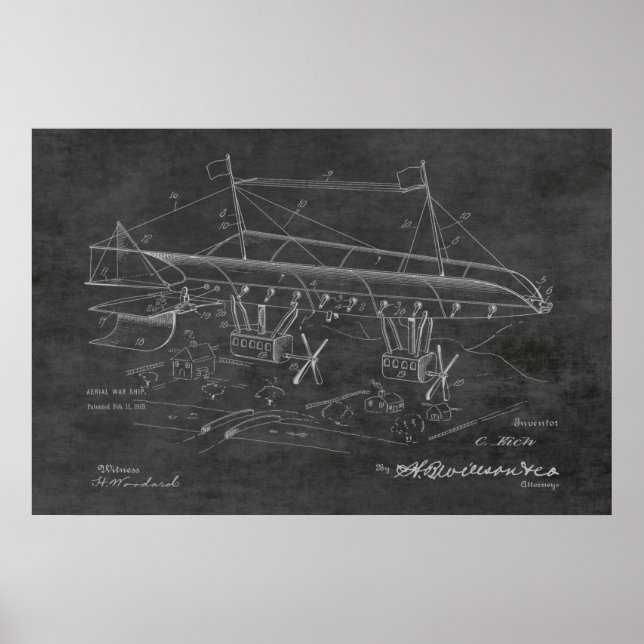 impressão de Desenho de Arte Patente do Avião de G (Frente)