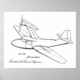 impressão de Desenho de Arte Patente do Avião de P