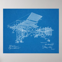 impressão de Desenho de Arte Patente do Avião Vint