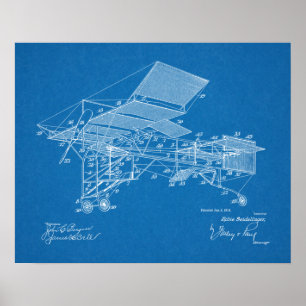 impressão de Desenho de Arte Patente do Avião Vint