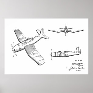 impressão de Desenho de Arte Patente do Avião WW2 